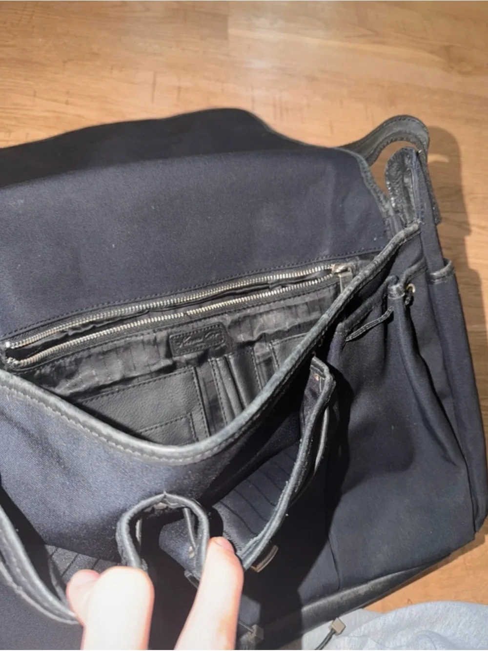 Black Messenger Bag - Classic Canvas and Leather